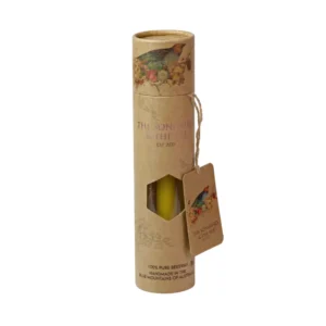 A tall, cylindrical, kraft-colored cardboard tube packaging for