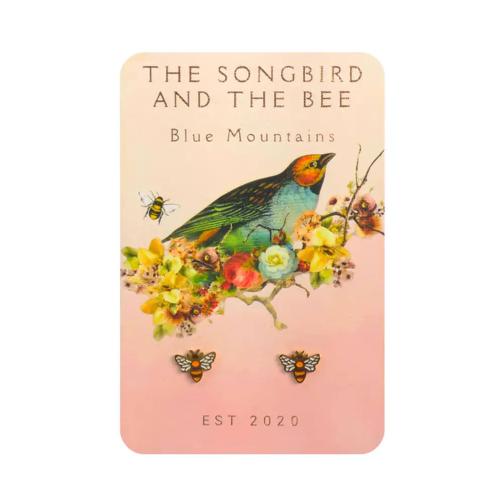 bee earrings on a card